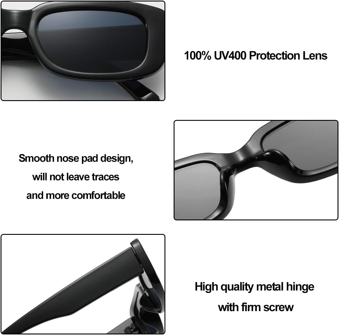 Rectangle Sunglasses for Women Men Trendy Retro Fashion Sunglasses UV 400 Protection Square Fram