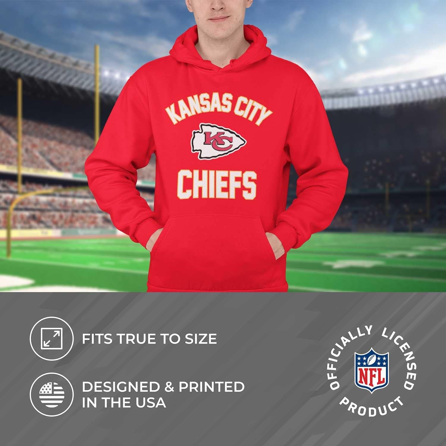 NFL Adult Gameday Hooded Sweatshirt - Poly Fleece Cotton Blend - Stay Warm and Represent Your Team in Style