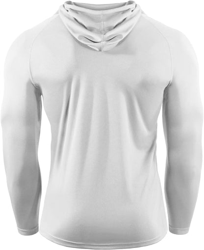 Men'S 3 Pack Mesh Running Shirt Long Sleeve Workout Athletic Shirts with Hoods,5095,White/Grey/Blue,3Xl