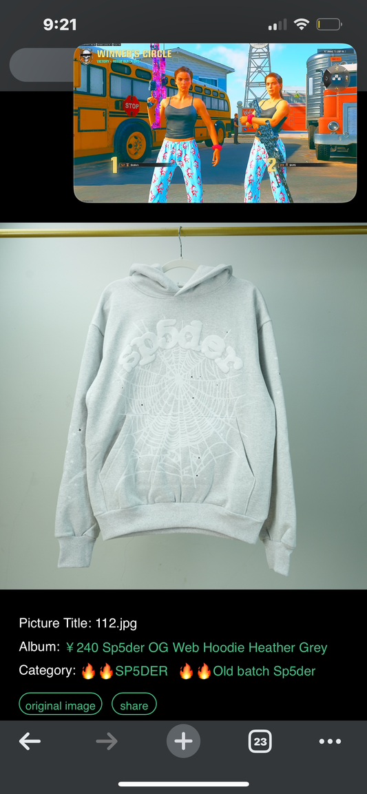 Sp5der Hoodie (Heather grey)