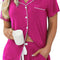 Womens Pajamas Set Short Sleeve Sleepwear Button down Nightwear Shorts Soft Pj Sets S-XXL